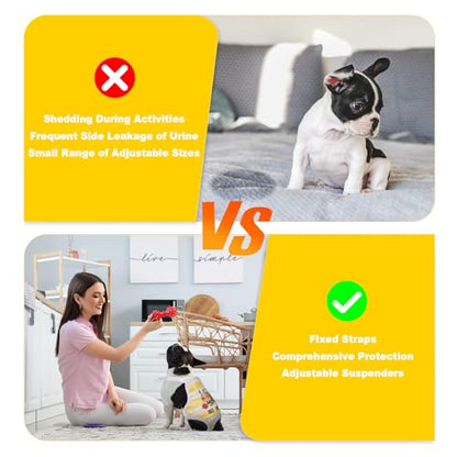 Jollywoods 3 Pack Washable Female Dog Diaper Onesie Sanitary Pantie with Adjustable Suspender, Reusable Fixed Diapers, Super Absorbent Leakproof for Small Medium Large Dog in Heat Cycle XL - size: X-Large(15"-24" Waist)