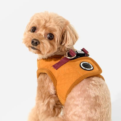 Puppia Irvin Vest Dog Harness Step-in Warm Winter Diamond Pattern for Small and Medium Dog, Mustard, X-Large - color: Mustard, size: X-Large