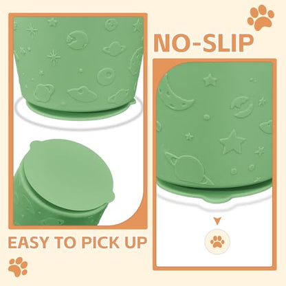 Dog Lick Bowl,Anxiety Relief Non-Slip Silicone Treat Bowl,Durable Anti-Choking Long-Lasting Enrichment Slow Feeder Licking Mat for Small Medium Large Breed,Freezable BPA Free Silicone Dishwasher Safe - color: Green, size: M-L