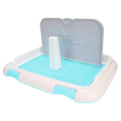 Dog Toilet Pad, Reusable Indoor Potty Tray with Dry Paw Drainage and Removable Wall for Small Apartment Plastic Blue 18.3 x 13.9 x 9.3 in 1 Pack