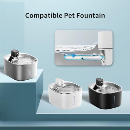 Kactoily 12 Pack Cat Water Fountain Filter & 12 Pump Filter Sponges Replacement, Cat Dog Pet Drinking Fountain for 135 fl oz/4L (YPD-C004P,YPD-C004S)