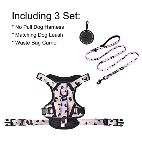 Petmolico Dog Harness for Small Dogs, Cute Harness Vest with Two Leash Clips and Soft Handle, Reflective Easy Walk Puppy Vest - Pink Leopard, Small - color: Pink Leopard, size: Small