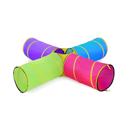 Hide N Side Kids Play Tunnels, Indoor Outdoor Crawl Through Tunnel for Kids Dog Toddler Babies Children, Pop up Tunnel Gift Toy (Multi, 4 Way)