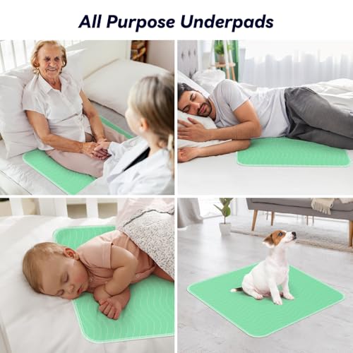 4 Pack 24” x 24” Extra Heavy Absorbency Washable Underpads, Waterproof Nursing Pads Incontinence Bed Pads, Reusable Washable Pee Pads for Dogs, Diaper Changing & Adults, Washable Puppy Pads - size: 4 Pack - 24" x 24"