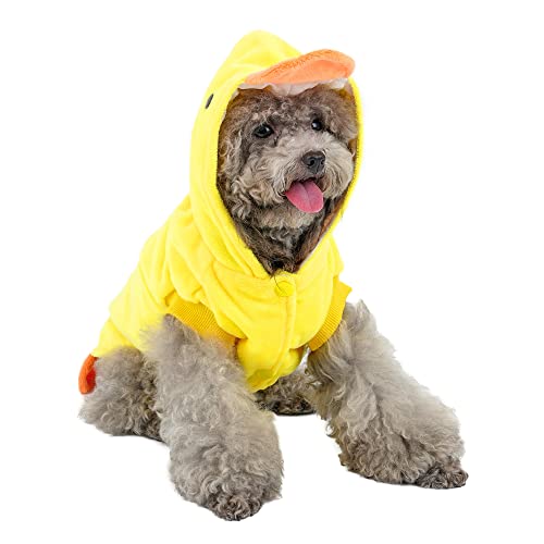 Mogoko Duck Dog Costumes, Pet Halloween Cosplay Hoodies, Adorable Yellow Duck Costume,Animal Fleece Hoodie Warm Outfits Clothes Back:16.1",Neck:15.8",Chest:19.7" - size: Back:16.1",Neck:15.8",Chest:19.7"