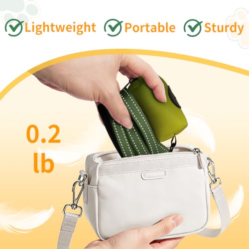 Kazazoo Hands-Free Dog Leash with Poop Bag Holder, Adjustable 4-7 Ft Waist for Dog Walking, Running for Small Dogs with Reflective Strips, Nylon Waist Belt, Green - color: Green