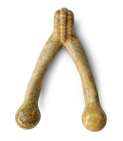 Pet Qwerks Wishbone BarkBone - Nylon Chew Toy for Aggressive Chewers - Peanut Butter Flavor - 8.25"