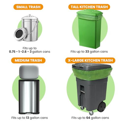 GreFusion Compostable Trash Bags 21 gallon,20 Count,Extra Thick 1.28 Mills,Fits13-25 gallon trash can, Extra Strong and thick,Compostable Lawn & Leaf Yard Waste bags,ASTM D6400,Bpi Certified - color: 21G-20Count