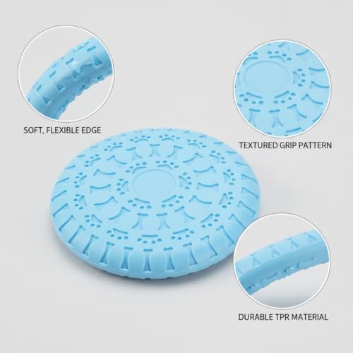 Soft TPR Rubber Dog Disc Toy, Flexible 8.7 Inch Flying Disc for Outdoor Fetch Training - color: Blue