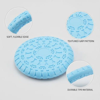 Soft TPR Rubber Dog Disc Toy, Flexible 8.7 Inch Flying Disc for Outdoor Fetch Training - color: Blue