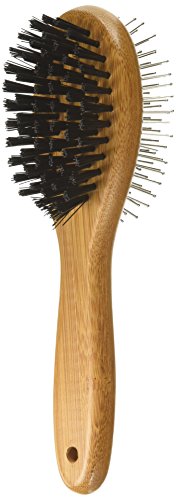Pro-Finish Bristle and Pin Grooming Brush Combination with Carbonized Bamboo Handle, Small, 7.5" - color: Combo Brush, size: Small