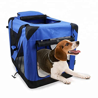 PETSWORLD Folding Soft Dog Crate, Indoor & Outdoor Pet Home, Oxford and Metal Frame, Indoor & Outdoor Protection, Blue Flow Crate 20 x 12 x 12 inch