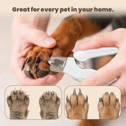 2-in-1 Dog & Cat Nail Clippers with Light, USB Rechargeable Pet Nail Trimmer, Safety Guard to Prevent Overcutting, Sharp Blade for Thick Nails, Quiet Grooming Tool for Large Small Pets - color: white