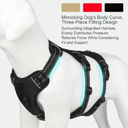 Red No-Pull Dog Harness, Reflective Padded Design for Small/Medium/Large Dogs, Adjustable & Escape-Proof Dog Vest. XL: 99-198 lbs (Chest:26-37",Neck:23-31") - color: Red, size: XL:99-198 lbs (Chest:26-37",Neck:23-31")