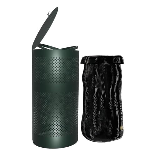 Afuera Living 11.5 Gal Outdoor Pet Waste Trash Can with Lid, Galvanized Steel, Green Powder Coated Finish, Freestanding or Mountable, Includes 20 Liners, Noise Reducing Rubber Gasket, Commercial or