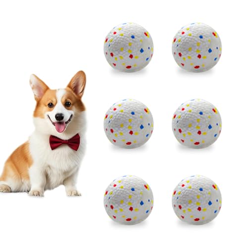 Dog Toy Balls 2.2 Inch, Indestructible Dogs Balls 6 Pack for Aggressive Chewers, Durable Interactive Toys for Small & Medium Puppy, Perfect for 2.2 Inch Automatic Dog Ball Launcher (ETPU Material) - color: Multi Color
