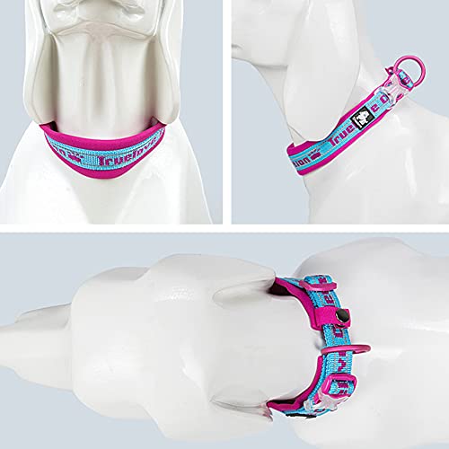 Reflective Dog Collar Neoprene Padded Dog Collar Nylon Pet Collar Adjustable Dog Collar for Small Medium Dogs Puppy Collar Blue Pink S - size: S 13.8-15.7IN