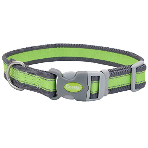 Coastal Pet - Pro - Reflective Adjustable Dog Collar, Bright Green with Grey, 1" x 18"-26" - color: Bright Green with Grey, size: 1" x 18"-26" (Pack of 1)