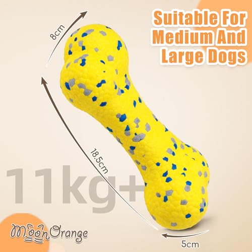 Moonorange 2Pcs Upgrade Bone Dog Balls+Rugby Dogs Toys for Aggressive Chewers, Indestructible Tennis Balls for Dogs (Yellow) - color: Yellow-Bone+Rugby-2Pcs