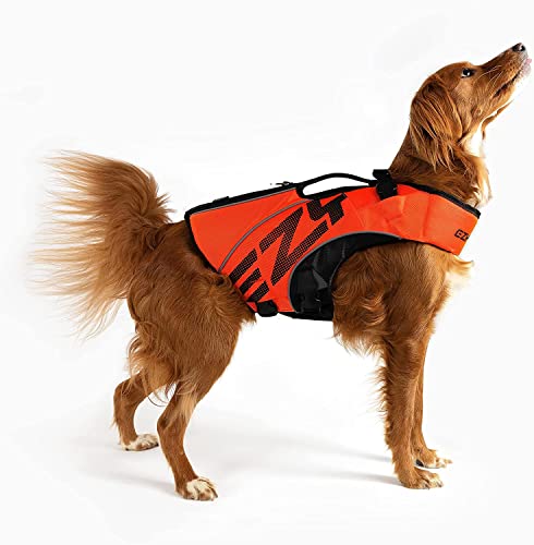 EzyDog DFD X2 Dog Life Jacket - Adjustable Swimming Safety Life Vest Preserver with Continuous Neck Flotation, Reflective Trim, & Grab Handle (3XS, Red) - color: Red, size: 3XS