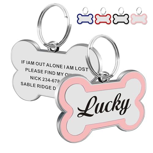 Dog Tags Personalized for Pets Dog Name Tags Personalized Dog Tag Engraved Custom Dog Tags for Pets Custom ID Tags for Puppy Cat (Light Pink, L) - color: Light Pink, size: L