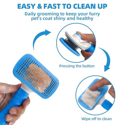 Dog Brush for Shedding,6 PCS in One Pet Slicker Hair Brush Kit Organizer Bag - Dog Cat Grooming Deshedding Undercoat Rake Brush Comb for All Small Large Dogs Cats Blue - color: 6-Blue