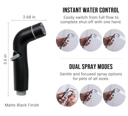 G-Promise Dog Shower Sprayer Attachment for Fast and Clean Pet Showering, Multifunctional Shower, Metal Diverter, 78 Inch Extra Long Hose, No Drill Hook, Dog Washing-Bathroom (Matte Black) - color: Matte Black, size: 78 Inch Hose