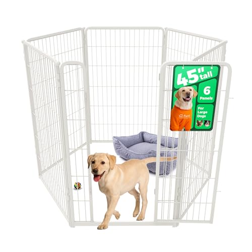 FXW Homeplus Unleashed Indoor Dog Playpen - Stress-Free and Safe Play, Heavy Duty 45 Inch 6 Panels Dog Pen for Large Dogs, White│Patented - color: White, size: 45"H