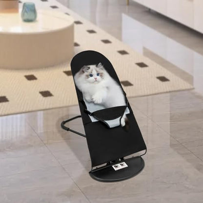 Pet Rocking Chair, Portable Dog Rocker Bed Chair 4 Modes Adjustments Pet Rocker Bed Washable Removable Small Dogs Cots Sofa Beds for Pets Under 33lbs/15Kg (Black) - color: Black