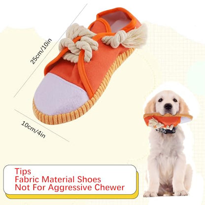 vocheer Dog Chew Toy, Dog Toys to Keep Them Busy Durable Teething Shoe Interactive Squeaky Puppy Toy,Small,Medium Breze, Machine Washable(Orange) - color: Orange