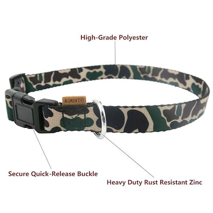 Dog Collar, Cute Camouflage Pattern, Soft and Adjustable Collar with Quick Release Buckle (XS (Neck 9-13", Width 3/8"), Camouflage Green) - color: Camouflage Green, size: XS (Neck 9-13", Width 3/8")