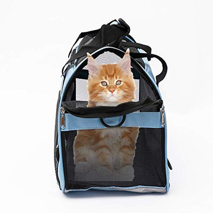 MuchL Pet Carrier Soft-Sided Carriers for Cat Carriers Dog Carrier for Small Medium Cats Dogs Puppies Pet Carrier Airline Approved Cat Dog Pet Travel Carrier (Small, Blue) - color: Small-Blue