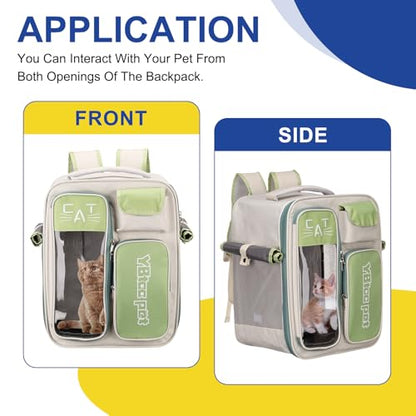 Pet Backpack Carrier, Portable and Ventilated, Oxford Cloth, Dogs Cats and Small Animal Travel Bag 12.99" Up to 16.5 Lbs, (Green), Intended for Hiking/Camping/Traveling - color: Green