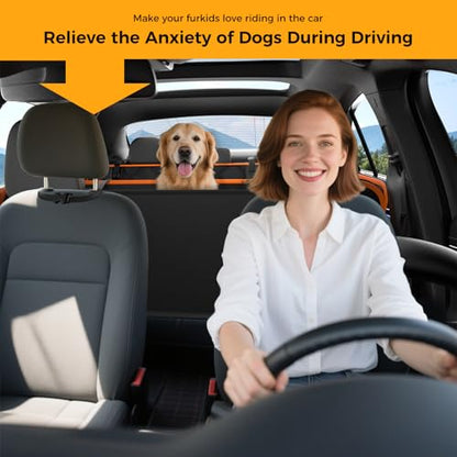 Dog Car Seat Cover for Back Seat,100% Waterproof Scratch Proof Nonslip Seat Cover,600D Heavy Duty Scratch Proof Nonslip Durable Soft Dog Hammock - color: Black Orange