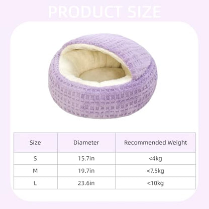 Plush Cat Bed Hooded Semi Enclosed Shell Shaped Pet Nest Cozy Warming Anti-Slip Small Dog Bed for Puppy and Kitten (Coffee, Small) - color: Coffee, size: Small