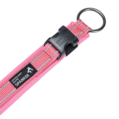 EXCELLENT ELITE SPANKER Reflective Dog Collar Classic Soft Padded Breathable Nylon Adjustable Pet Collar with Quick Release Buckle for Boy Girl Male Female Small Medium Large Dogs Training(Pink-S) - color: Pink, size: S