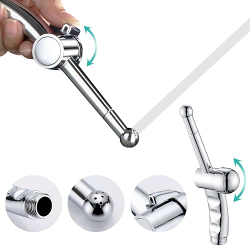 BARROCK Hand Held Bidet Sprayer for Toilet Shattaf Sprayer Replacement, 7 Holes Handheld Jet Spraying Ergonomic Handle Design Baby Cloth Diaper, Brass Valve Inside Chrome - color: Chrome
