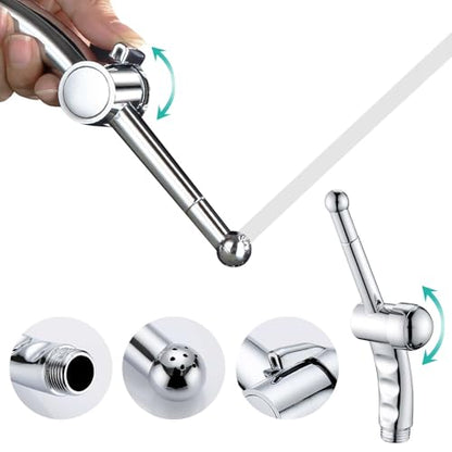 BARROCK Hand Held Bidet Sprayer for Toilet Shattaf Sprayer Replacement, 7 Holes Handheld Jet Spraying Ergonomic Handle Design Baby Cloth Diaper, Brass Valve Inside Chrome - color: Chrome