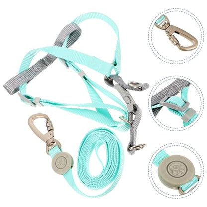 jojofuny Adjustable Escape Proof Dog Harness with Dual D-Shaped Rings, Lightweight Green Medium Pet Harness for Walking and Outdoor Use