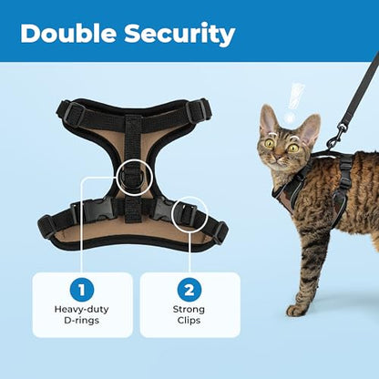 Voyager Escape-Proof Step-in Lock Cat Harness & 5ft Neoprene-Handle Leash Set All-Weather Mesh with Reflective Stitching for Small to Large Cats by Best Pet Supplies, Army (327), XXS - color: Army (327), size: XXS (Chest: 11.5 - 14")