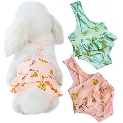 2 Pieces Dog Diaper with Suspender Washable Sanitary Pantie Reusable Puppy Sanitary Pants Cute Pet Underwear Diapers Jumpsuits for Small Female Dogs Girl in Heat Period (XL) - size: XL(11-14LB)