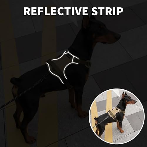 Tactical Dog Harness for Large Dogs,No Pull Military Dog Vest with Handle,Reflective Heavy Duty Pet Harness for Walking Hiking Training L - size: Large