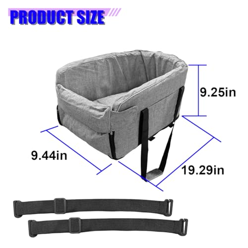 Small Dog Car Center Console Seat, Soft Portable Pet Booster Seat with Safety Tethers, Leash & Storage Pocket, Anti-Collapse Car Armrest Puppy Travel Bed for Cars, SUVs, Trucks (LightGray) - color: LightGray