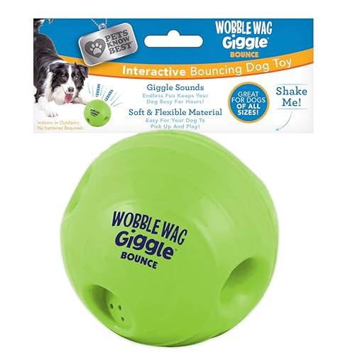 Wobble Wag Giggle Bounce Interactive Dog Toy- Sound Making Bouncing Ball for Dogs Ages Indoor & Outdoor Play, Soft & Durable with Easy Grip Design- Pets Know Best - style: Bounce