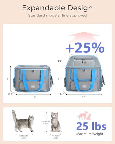 Expandable Cat Dog Carrier: NOBLE DUCK Soft-Sided Pet Carrier Airline Approved Large Small Medium Collapsible Portable Travel Up to 25 Lbs Green - color: 1-Green, size: Medium