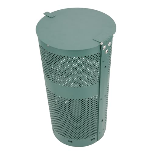ZERO WASTE USA - Round Outdoor 10 Gallon Capacity Waste Can - 100% Rust-Free, Powder-Coated, Commercial Grade Aluminum to Withstand Weather. 10-Year Warranty (Matte Green) - color: Matte Green