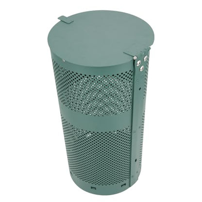 ZERO WASTE USA - Round Outdoor 10 Gallon Capacity Waste Can - 100% Rust-Free, Powder-Coated, Commercial Grade Aluminum to Withstand Weather. 10-Year Warranty (Matte Green) - color: Matte Green