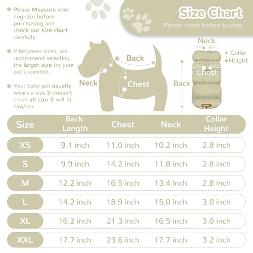 ABRRLO Winter Warm Dog Jacket for Small Medium Dogs Cat Cold Weather Coats with Harness Paded Dogs Fleece Vest Waterproof Windproof Dog Snow Jacket Pet Puppy Clothes (Khaki,XS) - color: Khaki, size: X-Small