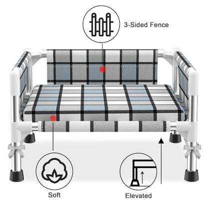 Elevated Raised Outdoor Dog Bed - Cooling Washable Dog Cot with Guardrail, Durable & Breathable Cotton Mesh Pet Hammock Beds with Stainless Steel Pipe Frame for Small Pets (Cushion-S) - size: Cushion-S