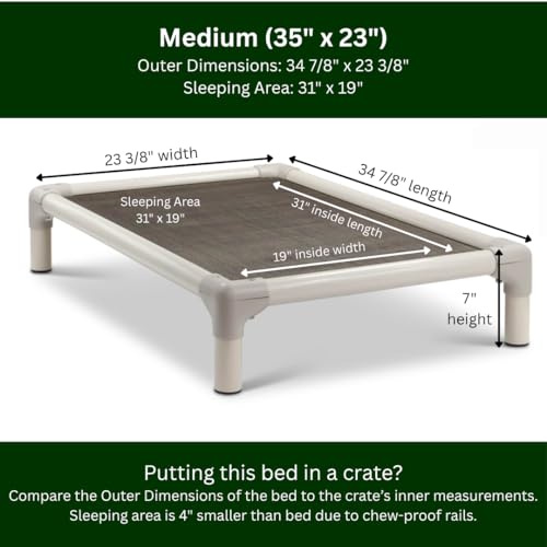 Kuranda Chewproof Elevated Dog Bed – 35" x 23" - Sunsure Textilene - Sierra - color: Sierra, size: Medium